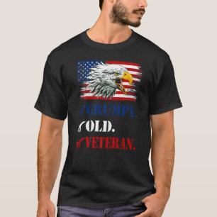 Mens Grumpy Old Veteran American Eagle Flag Cool F T-Shirt