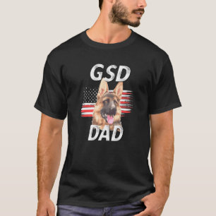Mens Gsd Dad American Flag Distressed German Sheph T-Shirt