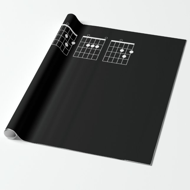 Mens Guitar Chord Shirt - Dad Wrapping Paper (Unrolled)