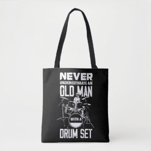 Mens Guitarist Gifts Never Underestimate An Old Ma Tote Bag