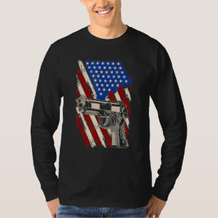 Mens Gun Owner - Retro Distressed Usa Gun Flag - P T-Shirt