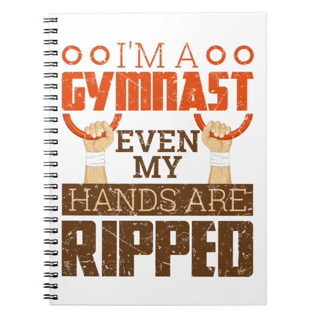 Mens Gymnastics Boy Gymnast Hands Ripped Rings Notebook (Front)