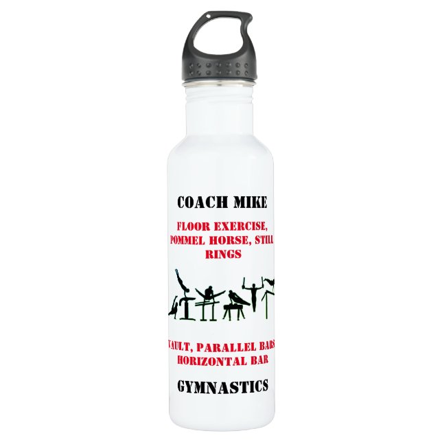 Men's Gymnastics Coach Water Bottle (Front)