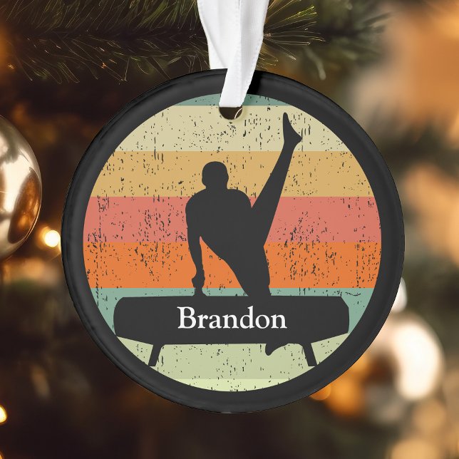 Mens Gymnastics Gymnast Sunset Custom Christmas Ornament (Creator Uploaded)