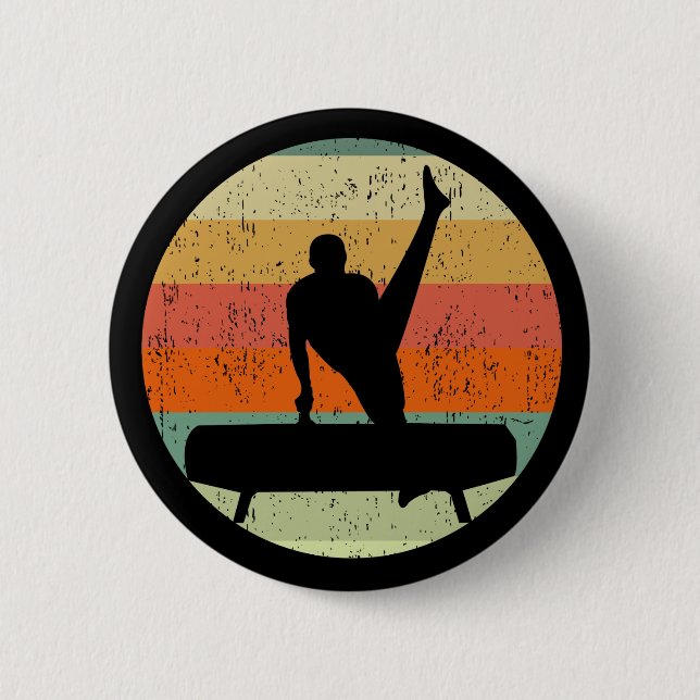 Mens Gymnastics Male Gymnast at Sunset 6 Cm Round Badge (Front)