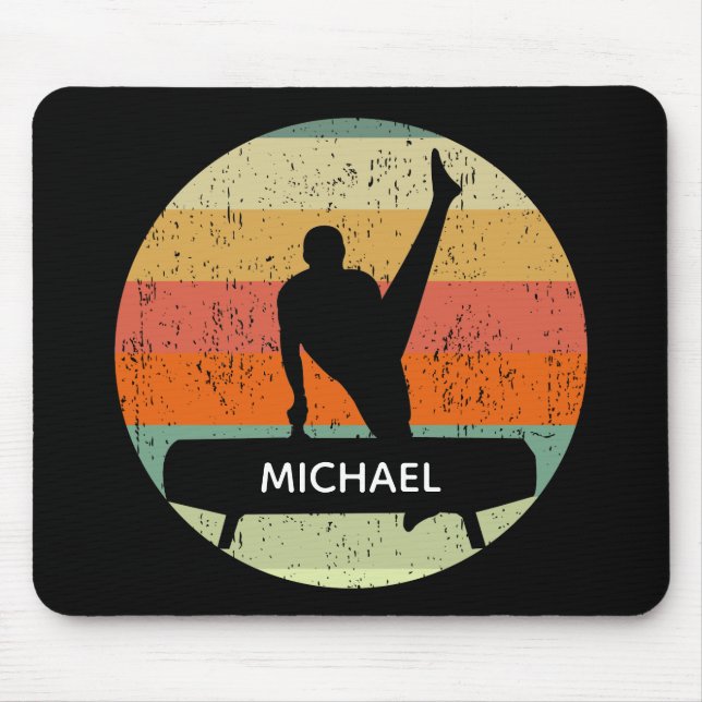 Mens Gymnastics Male Gymnast Sunset Monogram Mouse Pad (Front)