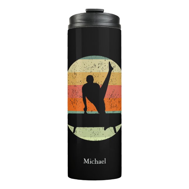 Mens Gymnastics Male Gymnast Sunset Personalised Thermal Tumbler (Front)