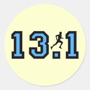 Mens half marathon classic round sticker