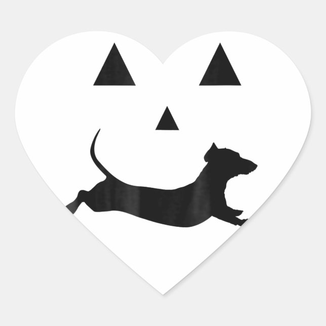 Mens Halloween Pumpkin Dachshund Jack-O-Lantern  C Heart Sticker (Front)