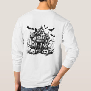 Mens Halloween Shirt Haunted House Tee Bats Shirt