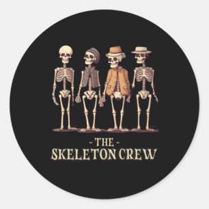 Men's Halloween Skeleton Crew Classic Round Sticker