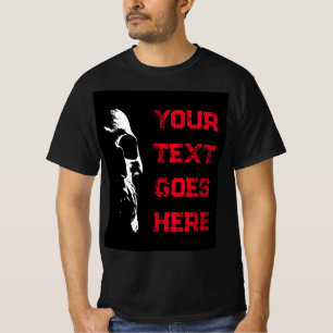 Mens Halloween Skull Black Red Distressed Text T-Shirt
