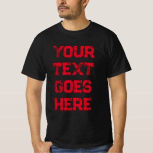 Mens Halloween Template Distressed Text Black Red T-Shirt