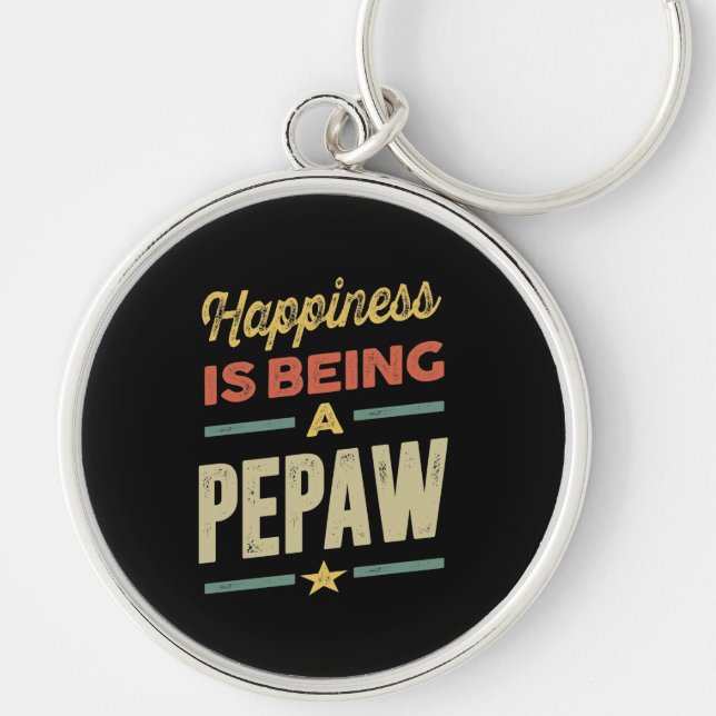 Mens Happiness is Being a Pepaw - Father Grandpa Key Ring (Front)