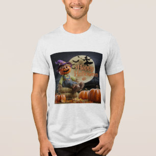 Men's Happy Halloween T-Shirt - Festive and Fun Tri-Blend Shirt