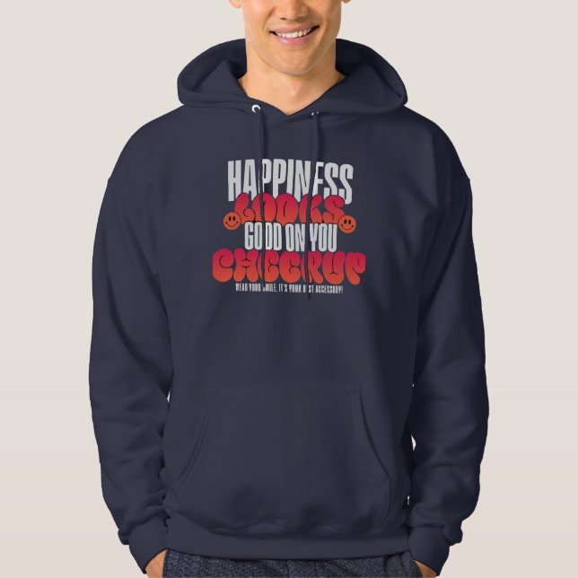 MEN'S HAPPY LOOK CHEER UP PULLOVER HOODIE  (Front)