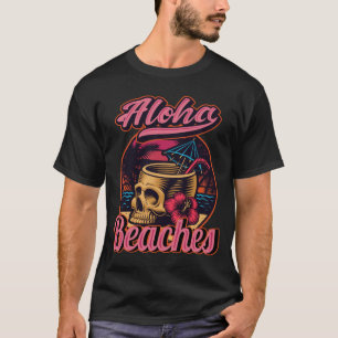 Mens Hawaii Aloha Beaches Tropical Goth Skeleton T-Shirt