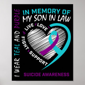 Mens Heart In Memory Of Son In Law Awareness Poster