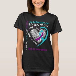 Mens Heart In Memory Of Son In Law Awareness T-Shirt