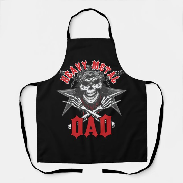 Mens Heavy Metal Dad Rock Band Metalhead Heavy Mus Apron (Front)