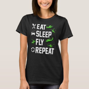 Mens Heli Pilot Helicopter Flying Eat Sleep Fly T-Shirt