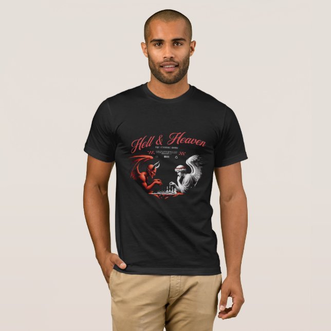 Men's Hell & Heaven Duality T-Shirt - Gothic Skull (Front Full)