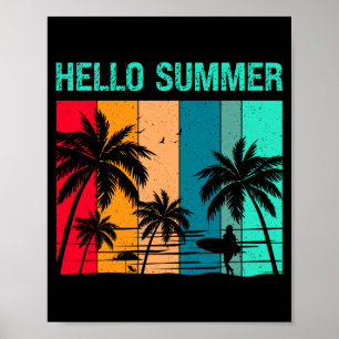 Mens Hello Summer - Sun Sea and Sand - Summer Poster