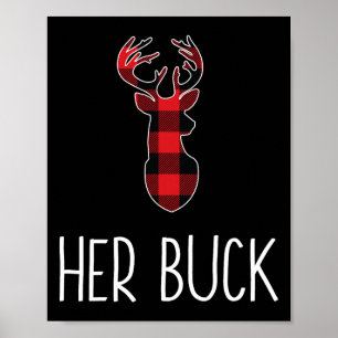 Mens Her Buck Couples Matching Christmas Pyjamas Poster