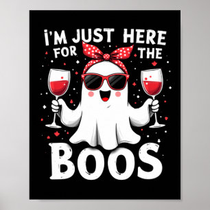 Mens Here For The Boos Cute Halloween Women Ghost Poster