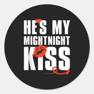 Mens He's My Midnight Kiss Happy New Year Matching Classic Round Sticker