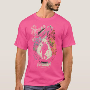 Mens Hike Drink And Get Hitched 12 Bachelor Party T-Shirt
