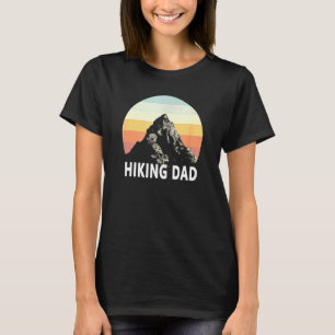 Mens Hiking Dad Mountain Sunset Circle Rainbow Out T-Shirt