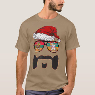Mens Hipster Santa Beard Aviator Sunglasses with U T-Shirt