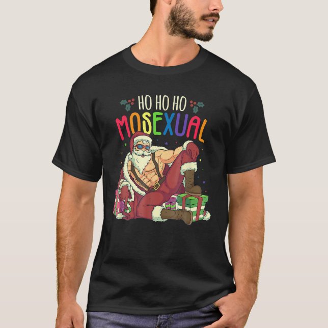 Mens Ho Ho Ho Mosexual Gay Santa LGBT T-Shirt (Front)