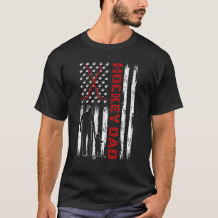 Mens Hockey Dad American Flag Retro Men Father's T-Shirt