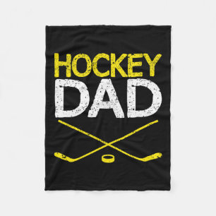Mens Hockey Dad Vintage Fathers Day Summer Winter Fleece Blanket