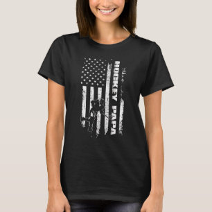 Mens Hockey Papa Us American Flag Father's Day T-Shirt