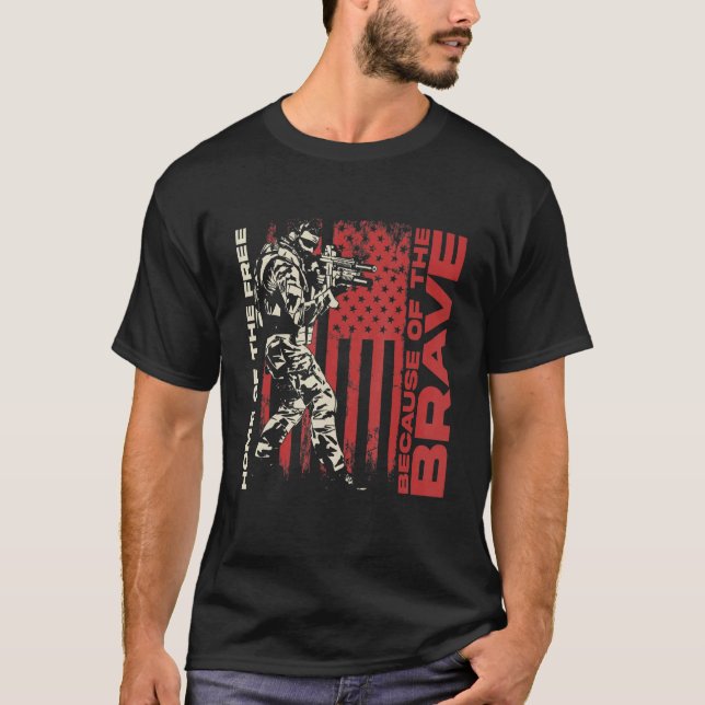 Mens Home Of The Free Because Of The Brave Usa Fla T-Shirt (Front)