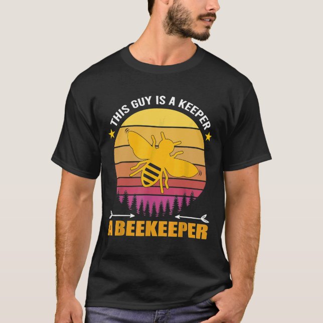 Mens Honeybee This Guy Is A Keeper Beekeeper T-Shirt (Front)