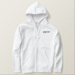 Men's Hoodie Groom<br><div class="desc">For the Groom shown is a white colour hoodie to relax in. Black embroidered text on the front and back.
Customise this item or buy as shown.</div>