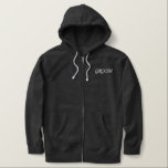 Men's Hoodie Groom<br><div class="desc">For the Groom shown is a heather charcoal colour hoodie to relax in. White embroidered text on the front and back.
Customise this item or buy as shown.</div>