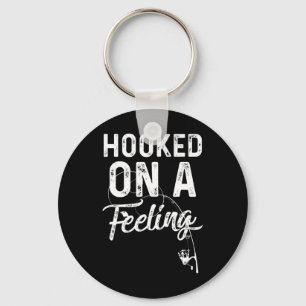 Mens Hooked On A Feeling Rod And Reel Fishing  Key Ring