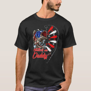 Mens Hooked On Daddy Fisherman American Flag Patte T-Shirt