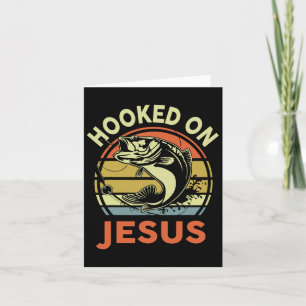 Mens Hooked On Jesus Christian Fishing-shirt Funny Card