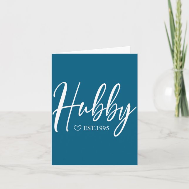 Mens Hubby Est 1995 Wedding Illustration Card (Front)