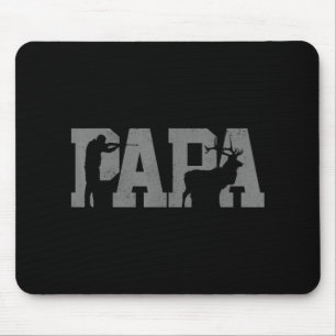 Mens Hunting Papa Father's Day Dad Deer Elk Hunte Mouse Pad