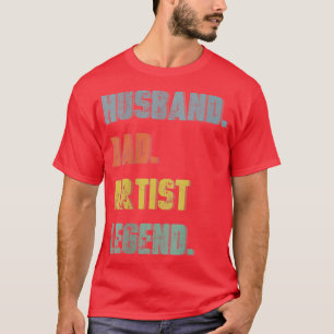 Mens Husband Dad Art Teacher Legend Vintage Father T-Shirt