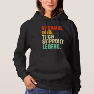 Mens Husband Dad Tech Support Legend Vintage Fathe Hoodie