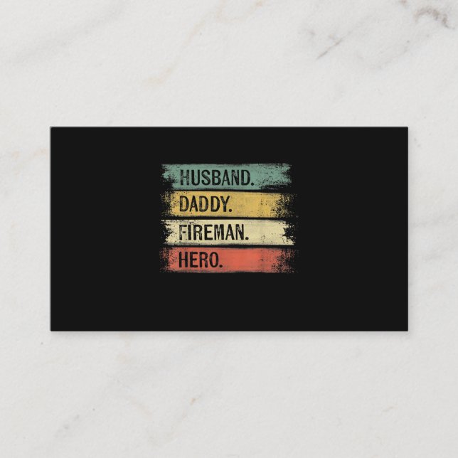 Mens Husband Daddy Fireman Hero Firefighter Business Card (Front)