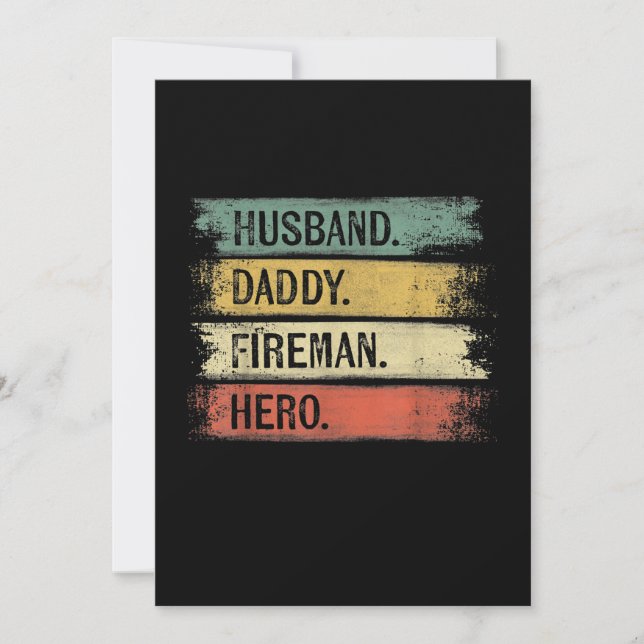 Mens Husband Daddy Fireman Hero Firefighter Holiday Card (Front)